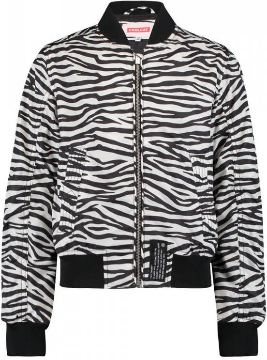 CoolCat Junior bomberjack Janu CG met zebraprint zwart/wit