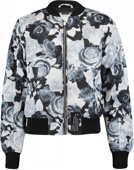 CoolCat Junior gebloemd bomberjack Janu CG roze/zwart/wit