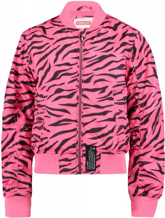 CoolCat Junior bomberjack Janu CG met zebraprint roze/zwart