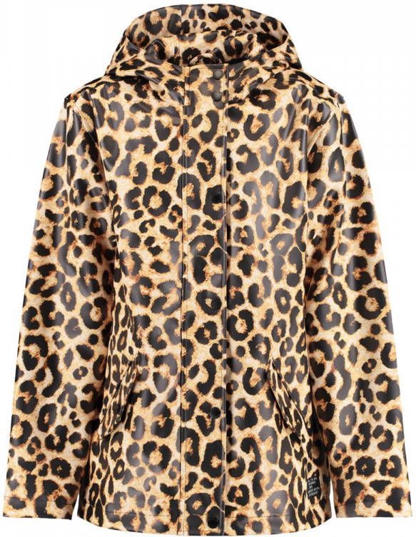 CoolCat Junior regenjas tussen Judy met all over print beige/zwart