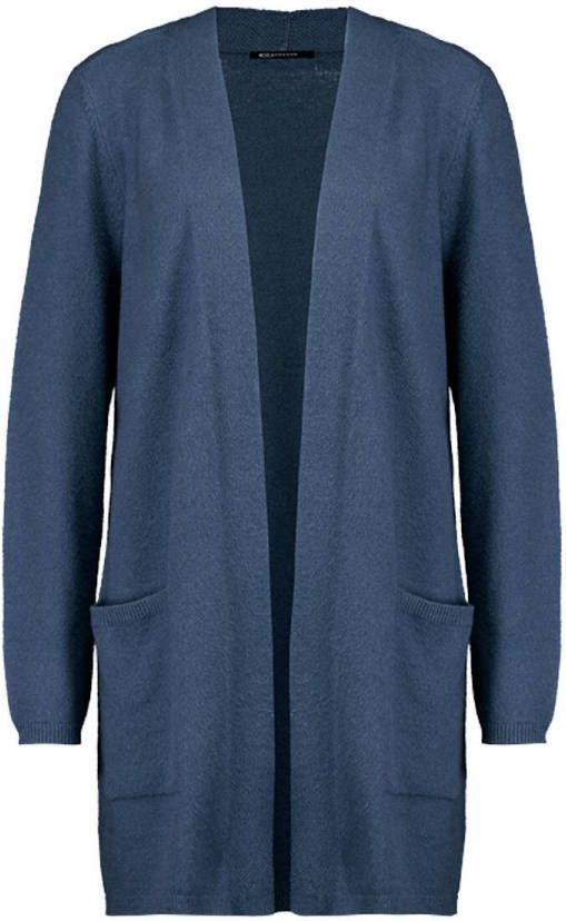 Expresso Fijngebreid openvallend vest in wolblend met steekzakken