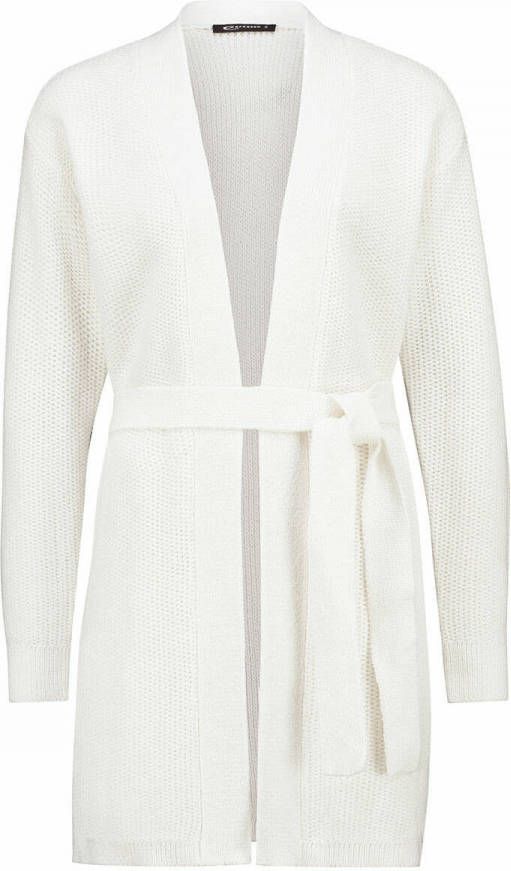 Expresso Grofgebreid vest met strikceintuur en lurex