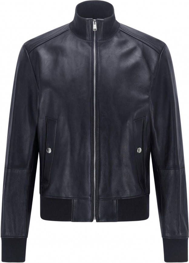 Boss Bomber stijl leren jas , Blauw, Heren