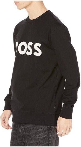 Hugo Boss sweater zwart geprint katoen ronde hals Stadler