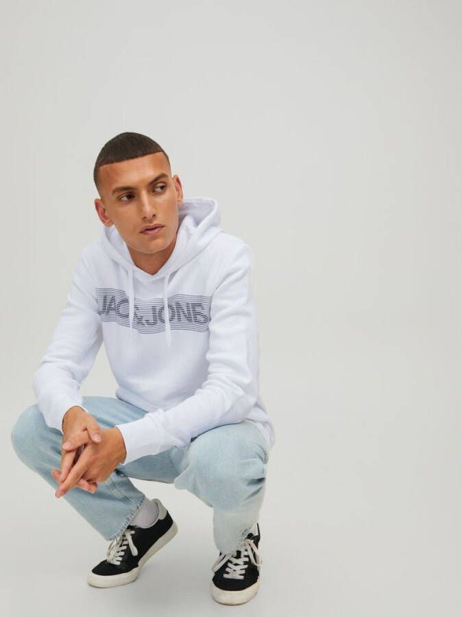 JACK & JONES ESSENTIALS hoodie JJECORP met logo white