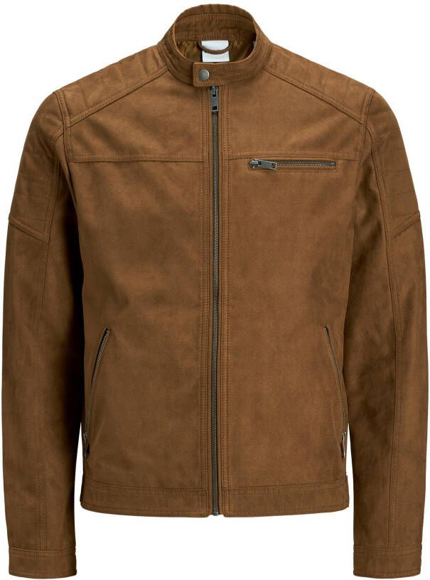 JACK & JONES ESSENTIALS imitatieleren tussenjas Rocky camel