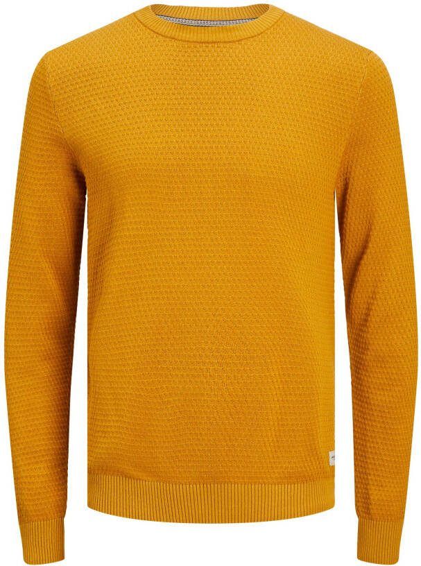 jack & jones Ronde hals gekweek , Geel, Heren