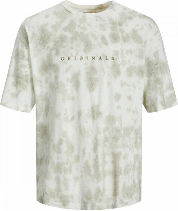 JACK & JONES JUNIOR tie dye T shirt JORSOLAR groen/wit