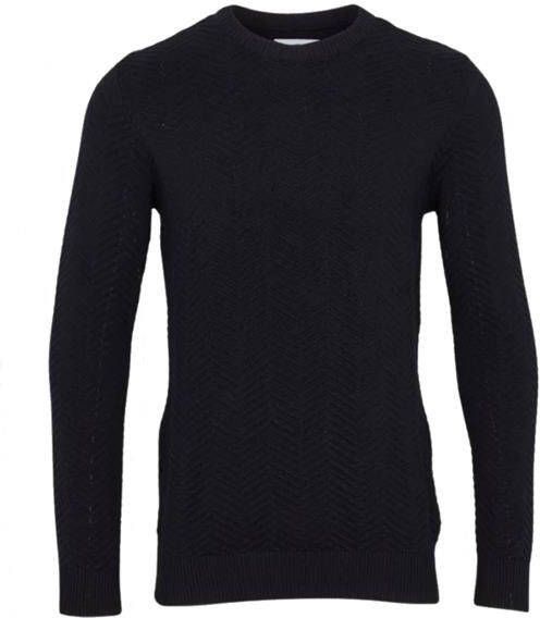 Kronstadt Carlo Fitted Body Sweatshirt ronde hals marine, Effen
