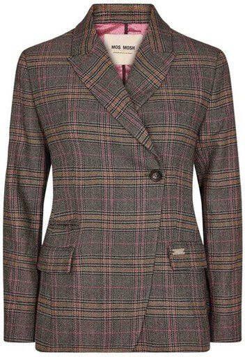MOS MOSH Gecontroleerde blazer met dubbele rijstjes , Bruin, Dames