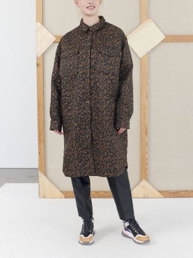 MUNTHE Noticed gewatteerd jack met quilt patroon en panterprint