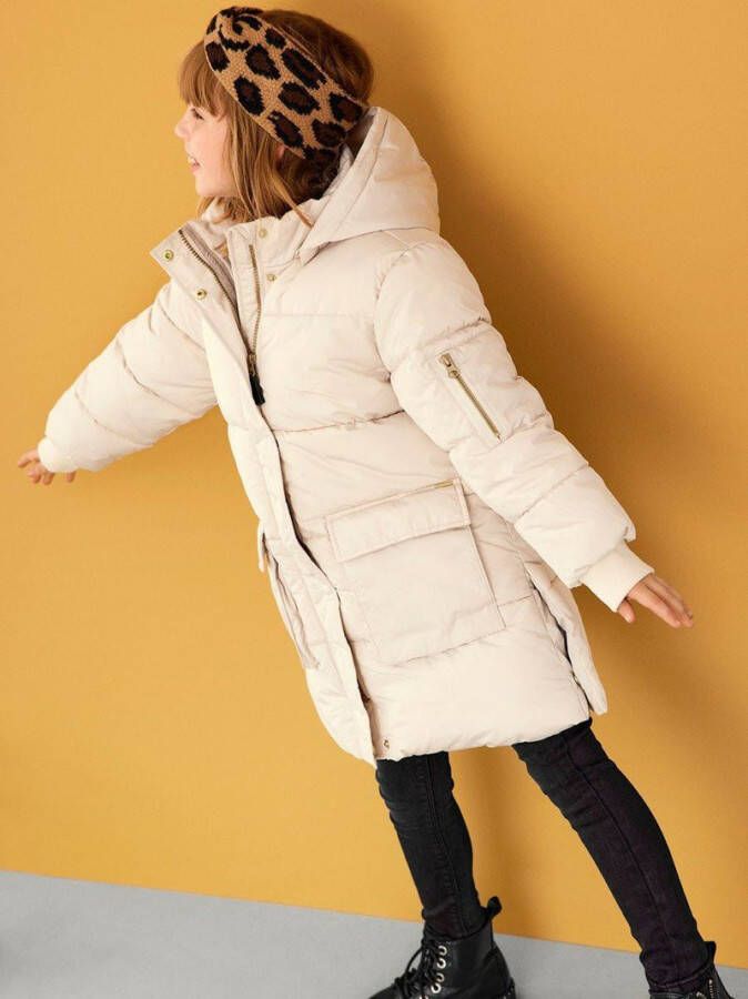 name it Noem het Kids Nkfmuso Long Puffer Jacket Camp Moonbeam , Beige, Dames
