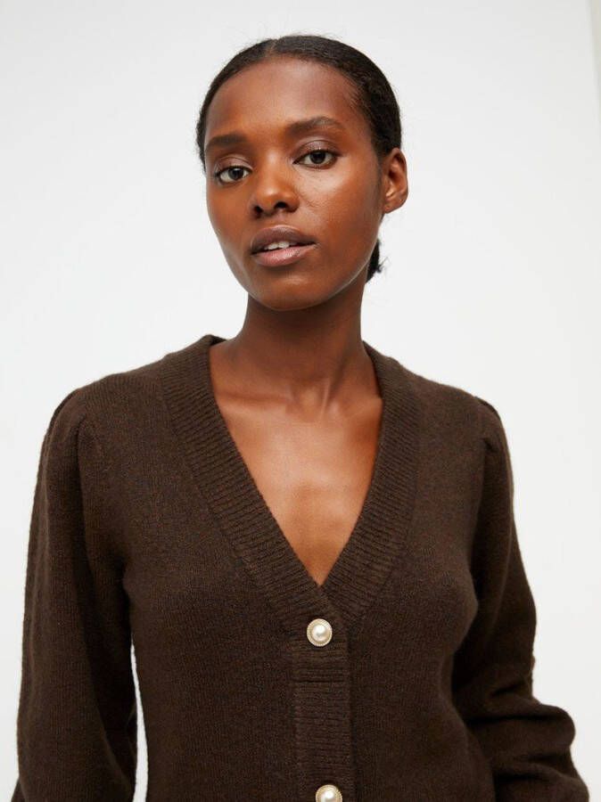 Object Bruine Vest Nonsia L/s Short Cardigan