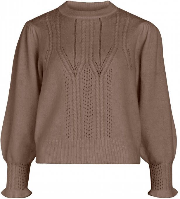 Object Ophelia round neck breierwear , Bruin, Dames