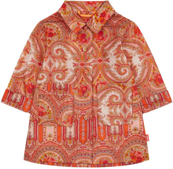 Oilily Carlijn oversized trenchcoat met roze paisley print
