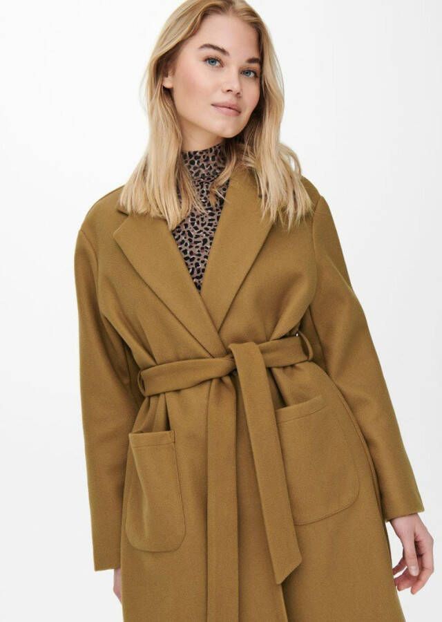 ONLY coat ONLTRILLION met ceintuur bruin