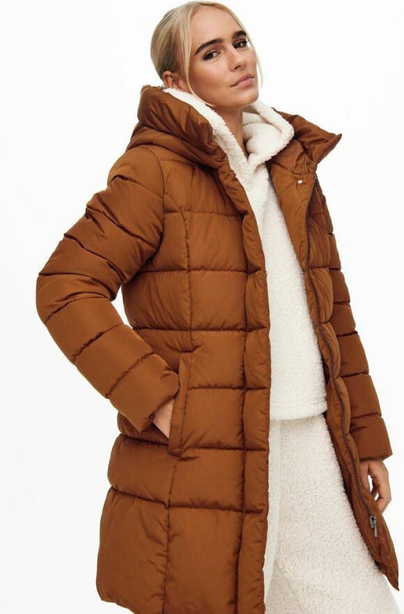 ONLY gewatteerde jas ONLNEWLINA bruin