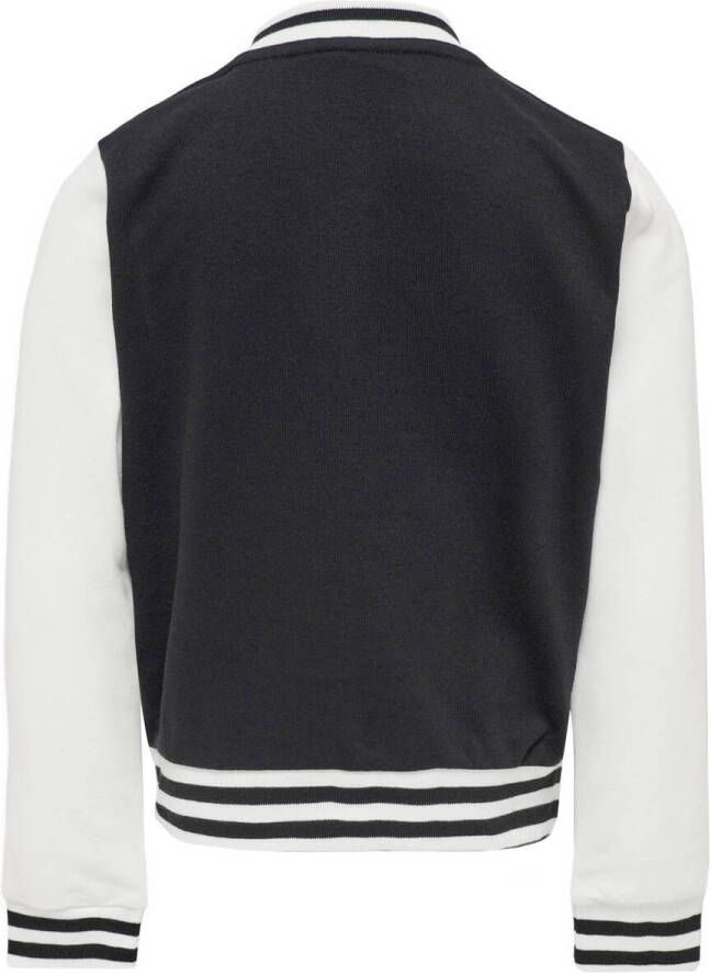 Only Oy kids OY Kogrocky L/S Bomber Jacket SWT Black/Cloud Dancer | Freewear Print , Zwart, Dames