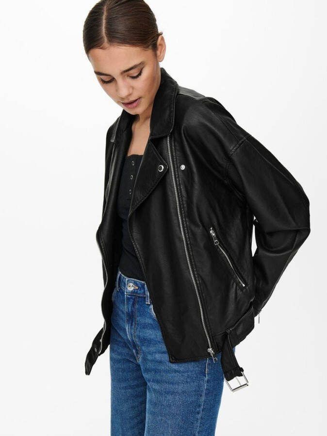 Only Imitatieleren jack ONLBELLA OVZ. FAUX LEATHER BIKER met biker details