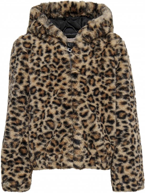 ONLY KIDS imitatiebont winterjas KONMALOU met panterprint zwart