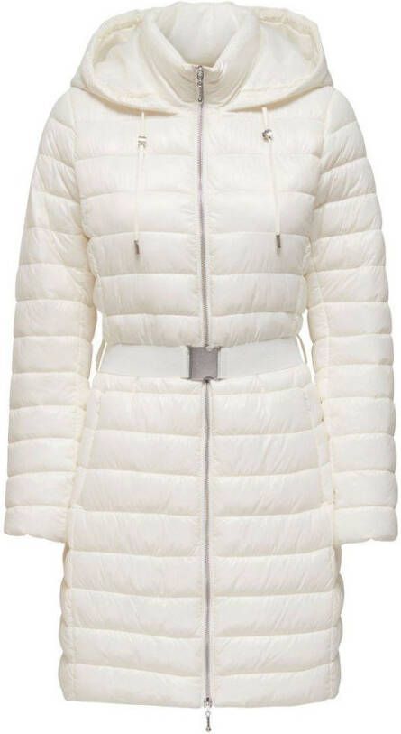 Only Lange jas doorgestikte riem