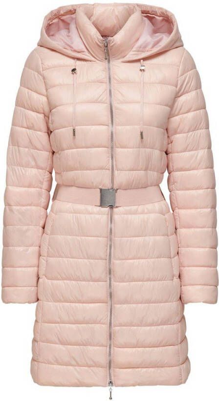 Only Lange jas doorgestikte riem