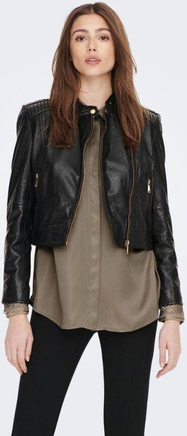 Only Leren jas cropped biker