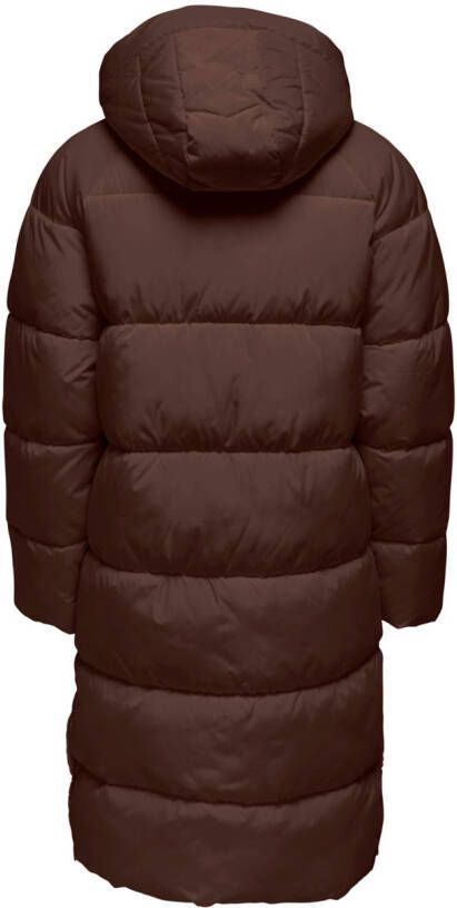 Only Doorgestikte jas ONLAMANDA LONG PUFFER COAT met een capuchon