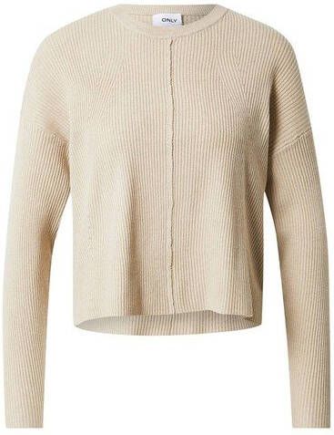 ONLY ribgebreide trui ONLHAZEL van gerecycled polyester lichtbruin