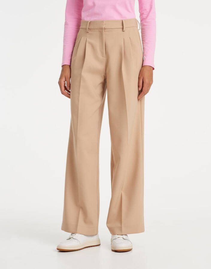 Opus Melpa high waist wide fit pantalon met steekzakken