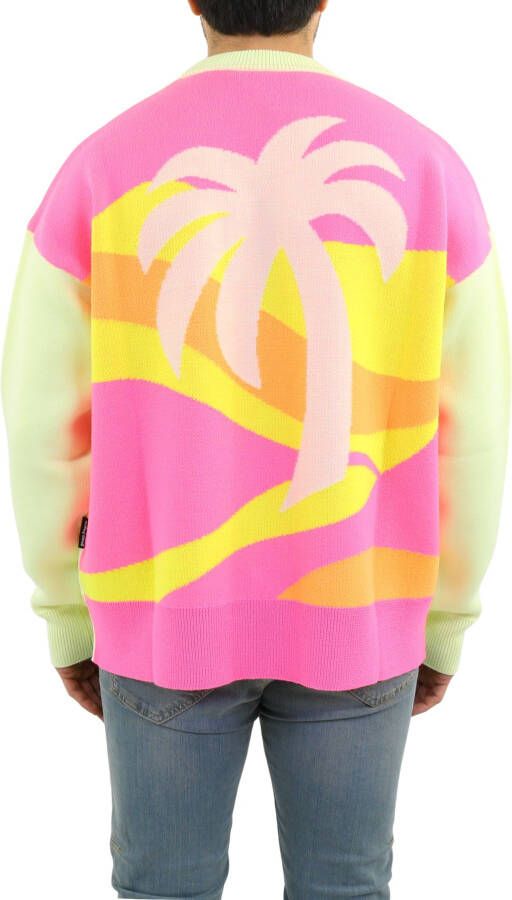 Palm Angels Wool sweater with palm motif , Geel, Heren