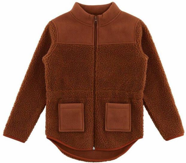 little PIECES teddy winterjas LPSADIE bruin