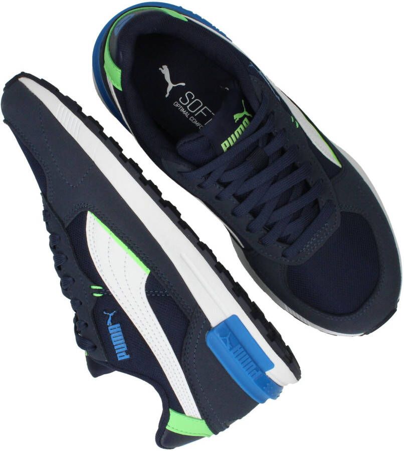 PUMA Graviton Sneakers Kids Donkerblauw Wit Groen