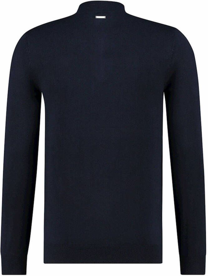 Purewhite Donkerblauwe Trui Essential Knit Half Zip