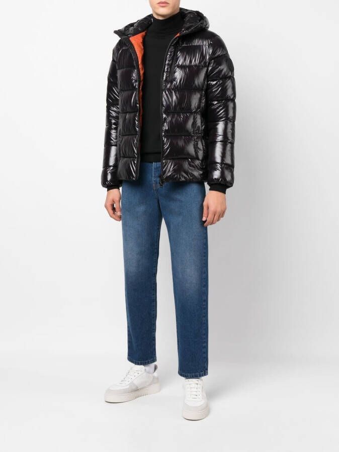 Save The Duck Logo patch puffer jas , Zwart, Heren