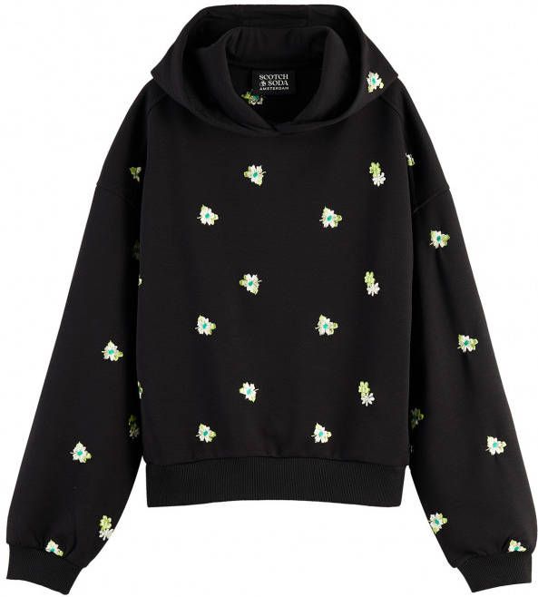 Scotch & Soda gebloemde hoodie van gerecycled polyester zwart