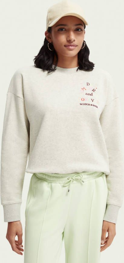 Scotch & Soda Lichtgrijze Sweater Organic Cotton Sweatshirt With