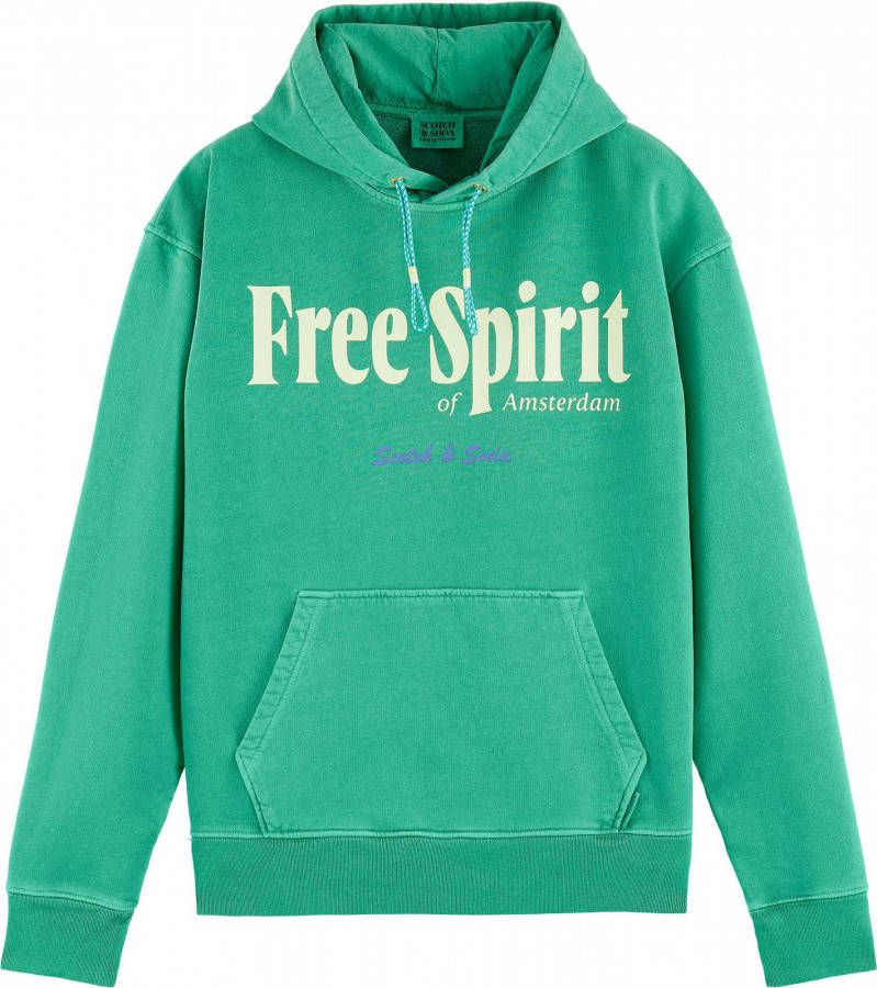 Scotch & Soda Colourful artwork hooded sweatshirt highlight gree