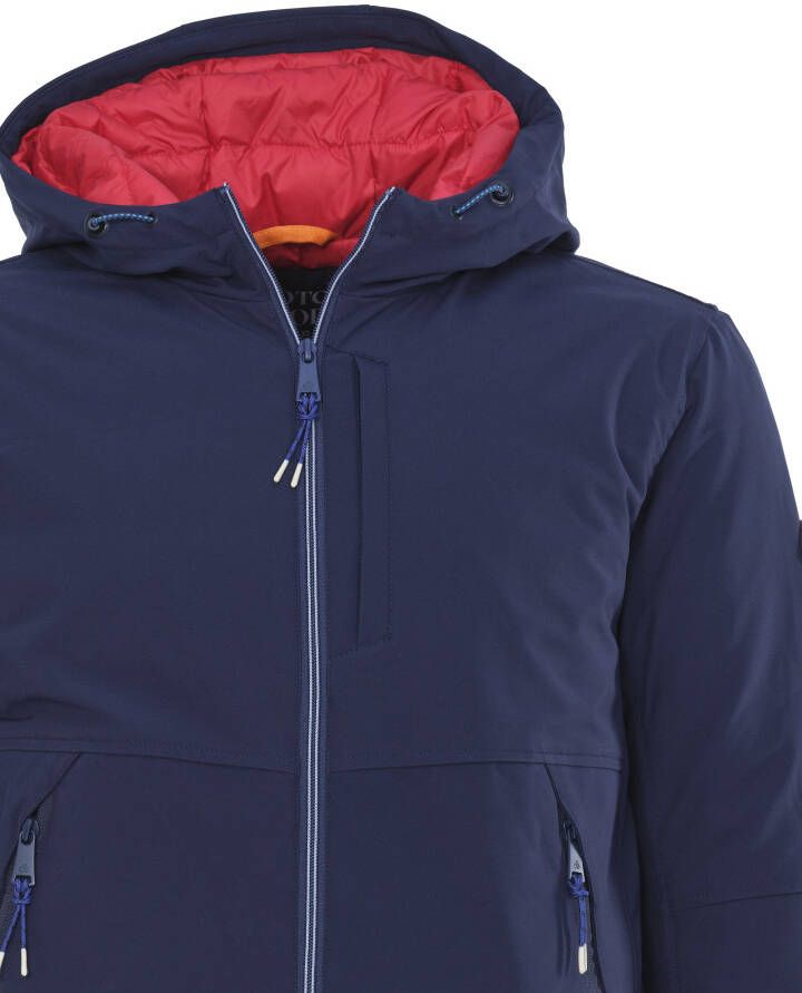 Scotch & Soda Blauwe Gewatteerde Jas Hooded Jacket With Stretch