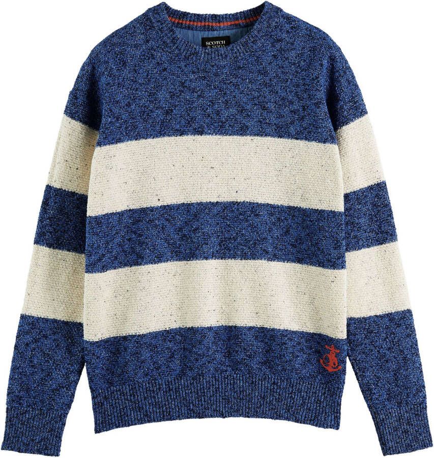 Scotch & Soda Structured cotton blend relaxed blue ecru striped