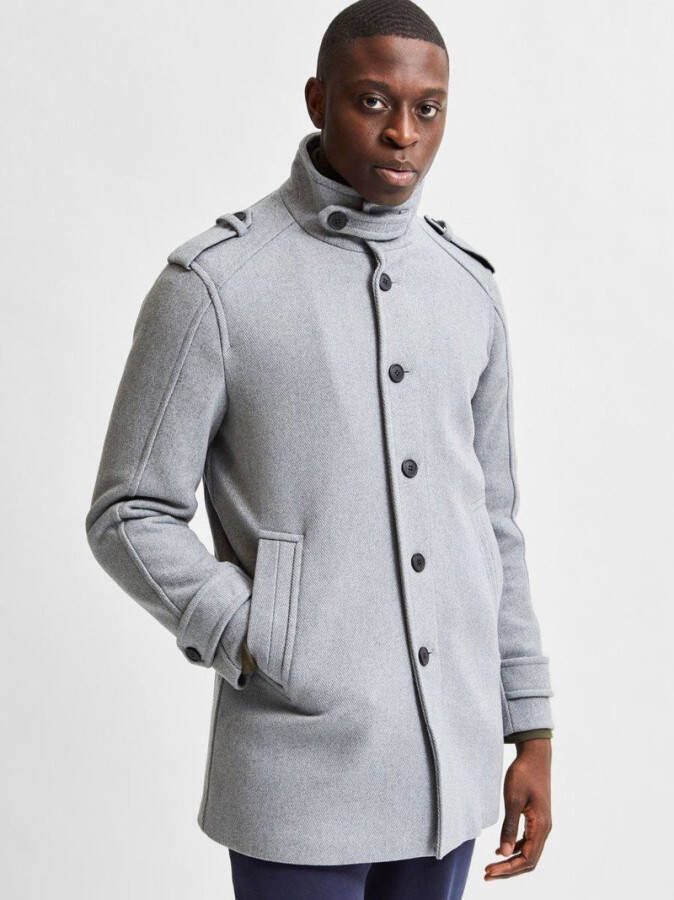 SELECTED HOMME jas SLHNOAH met wol lichtgrijs