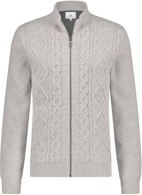 State of Art grofgebreid kabelvest met wol lichtgrijs