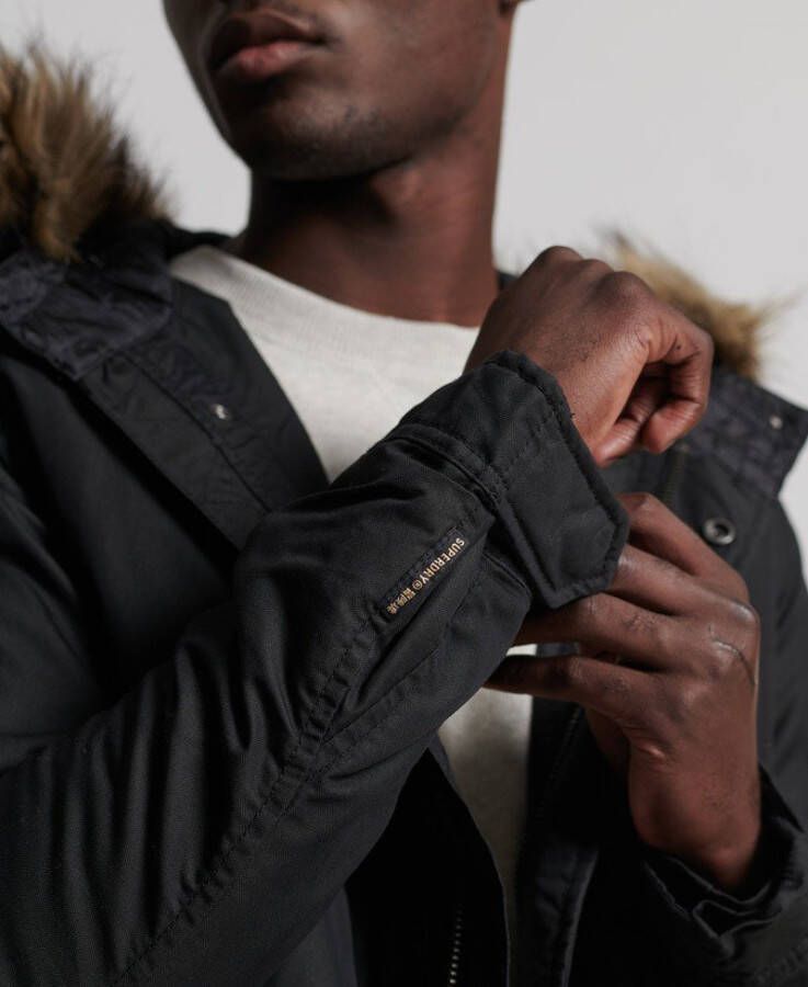 Superdry Winterjas service fur trim parka washed black(m5010402a afb )