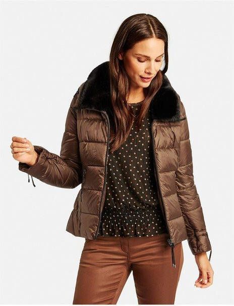 Taifun Gewatteerde jas met afneembare kraag van imitatiebont