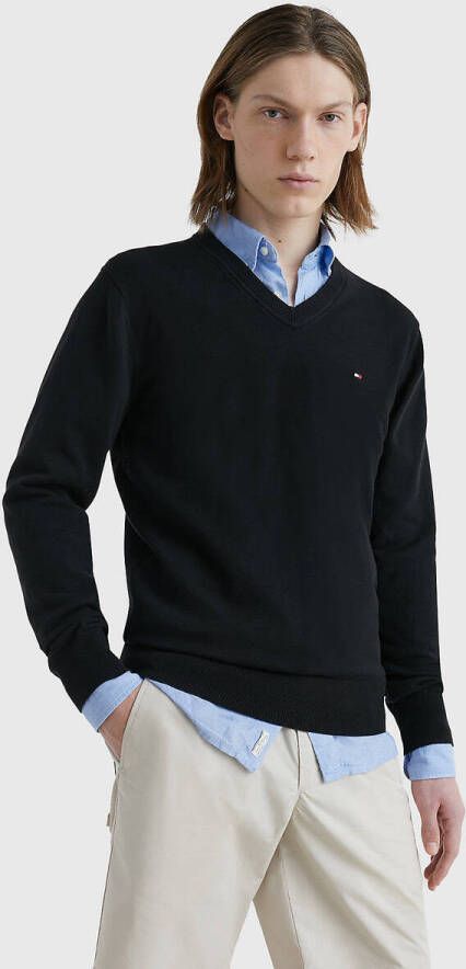 Tommy Hilfiger Fijngebreide pullover in biologische katoenblend