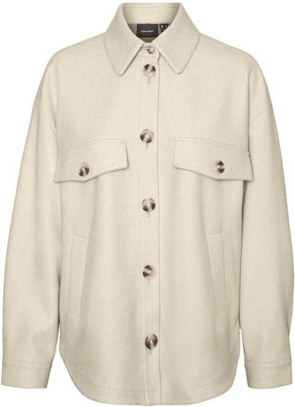 VERO MODA shacket VMDAFNEALLY van gerecycled polyester beige