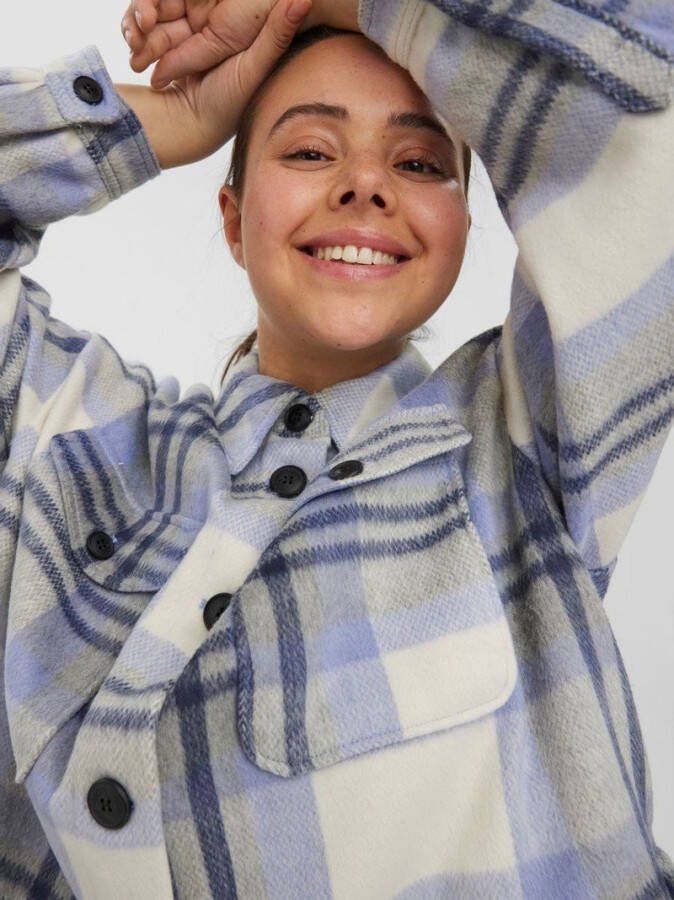 VERO MODA CURVE geruite shacket VMNELLY grijs/zwart/lila