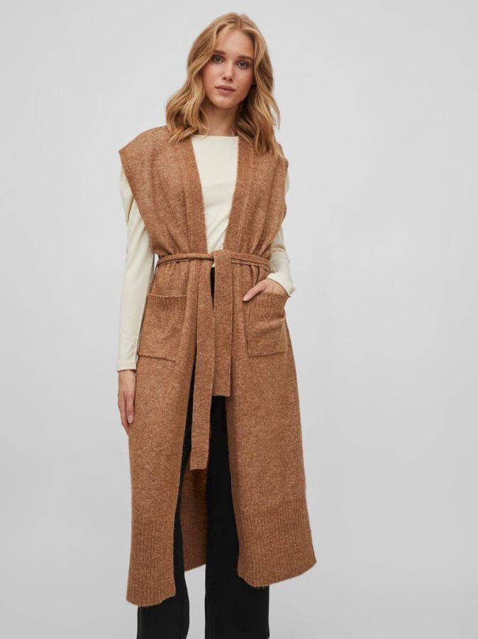 Vila Gebreid gilet knoopriem in de taille