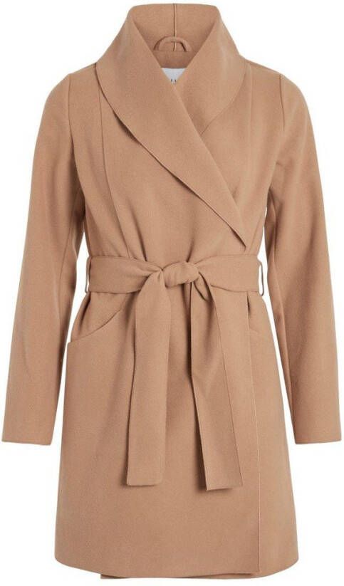 Vila Lange jas petite striksluiting in de taille