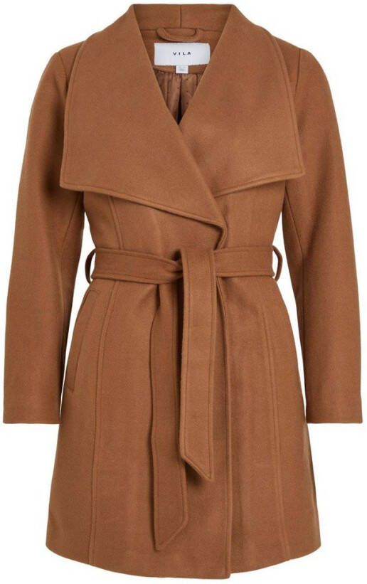 Vila Lange jas petite striksluiting in de taille
